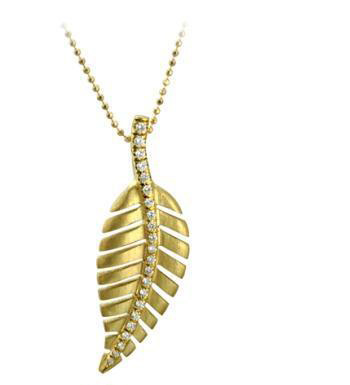 women yellow gold leaf pendant necklace atlanta